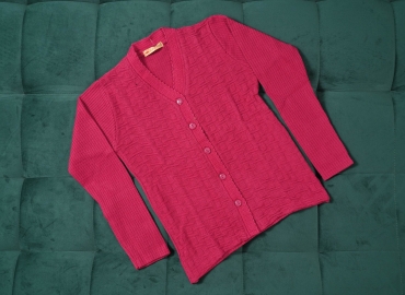 Ladies’ Sweater V neck Bright Pink