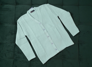 Ladies’ Sweater V neck Very Light bluish tone&Whitish