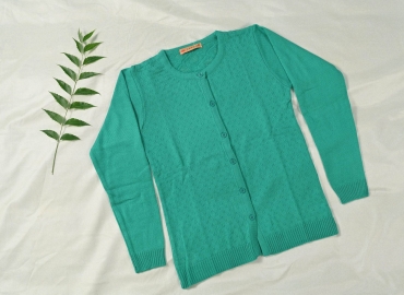 Ladies’ Sweater Round neck Bright Greenish&Bluish  tone-Small Size