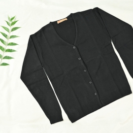 Ladies’ Sweater V neck Bright Black-Small Size