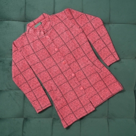 Ladies’ Sweater Round neck Standard Pink&Black Striped-Coat Style