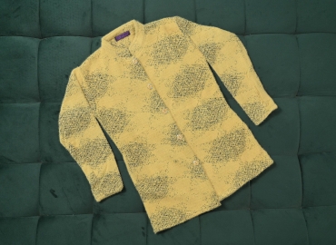 Ladies’ Sweater Round neck Standard Yellow&Black Pattern-Coat Style