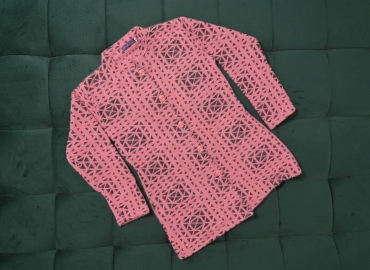 Ladies’ Sweater Round neck Pink&Black Pattern-Coat Style