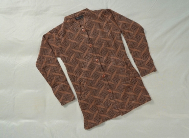 Ladies’ Sweater Round neck Classic Brown&Black Pattern-Coat Style