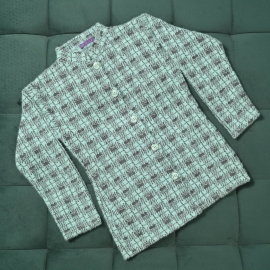 Ladies’ Sweater Round neck Light Sky Blue & Black Striped-Coat Style